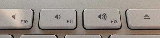 Photo of a macOS keyboard's volume buttons