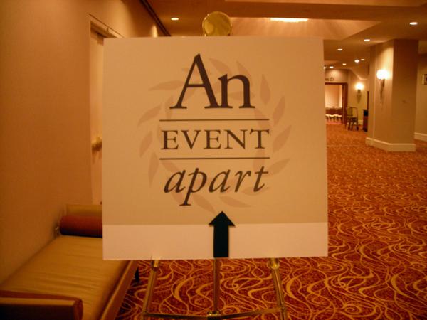 Me in front of the An Event Apart sign before the conference