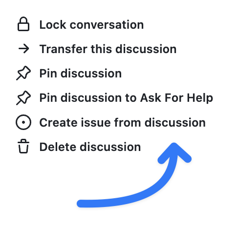 Screenshot of GitHub's UI: Create Issue From Discussion