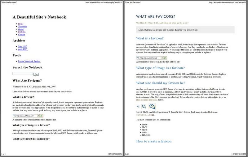 Example with print styles