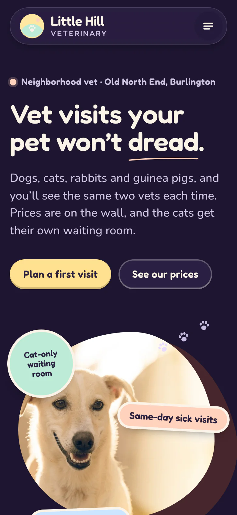 The same page on a phone