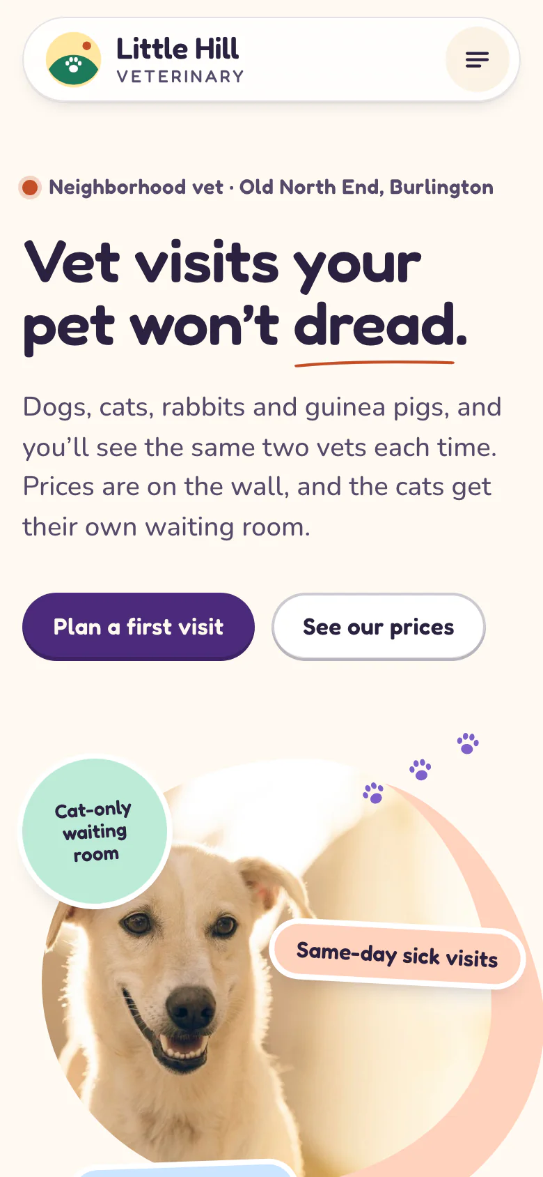 The same page on a phone